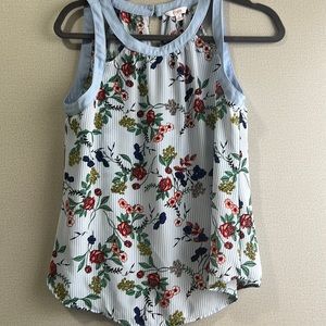 Baby Blue Floral Candie’s Shirt w Cutouts